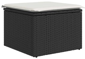 6 pcs conjunto sofás de jardim c/ almofadões vime PE preto