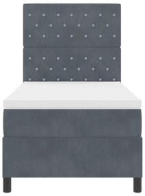 Cama Box Spring com Colchão VidaXL Cinza Escuro 100x200 cm Veludo