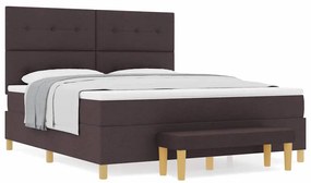 Cama Box Spring vidaXL com Colchão e Banco Castanho Escuro 180x200 cm