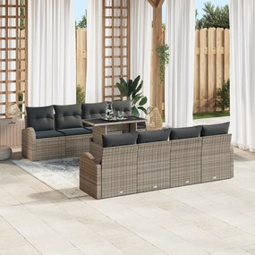 Conjunto de Sofás de Jardim vidaXL com Almofadas Cinzento Rattan Polié