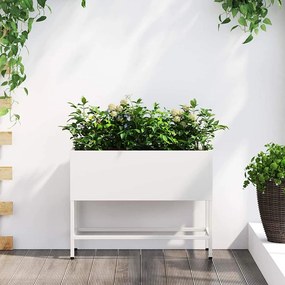 Jardineira Elevada vidaXL 60x26x45 cm Aço Branco