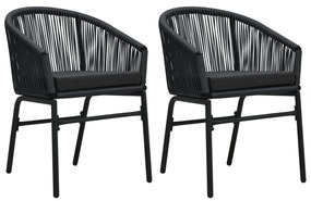 vidaXL Cadeiras de jardim 2 pcs vime PE preto