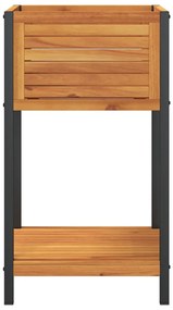 Vaso/floreira jardim c/ prateleira 45x45x80cm acácia maciça/aço