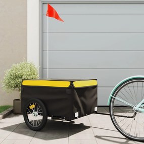 vidaXL Reboque para bicicleta 45 kg ferro preto e amarelo