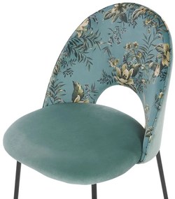 Conjunto de 2 cadeiras de jantar com padrão floral em veludo verde COVELO Beliani
