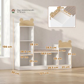 Estante Infantil com Cantinho de Leitura, 121 x 30 x 106 cm, 3 em 1, Branco