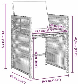 Conjunto de Jantar Jardim 5 Peças com Almofadas de Rattan Sintético Ma