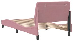 Estrutura de cama c/ cabeceira 100x200 cm veludo rosa