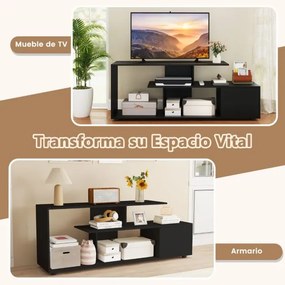 Móvel de TV até 55'' assimétrico com 3 prateleiras para sala de estar Preto