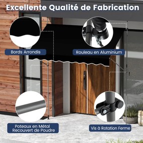 Toldo de fixação sem furação com manivela Altura ajustável e resistente a UV 250 cm Branco