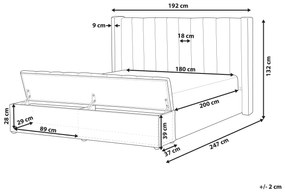 Cama de casal com arrumação em veludo verde menta 180 x 200 cm NOYERS Beliani