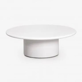 Mesa De Centro Redonda Para Jardim Em Cimento Namara Ø90 Cm & Branco - Sklum