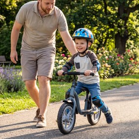 Bicicleta de Equilíbrio Infantil, 86 x 41 x 51-56 cm, Guiador e Assento Ajustáveis, Azul+Cinza