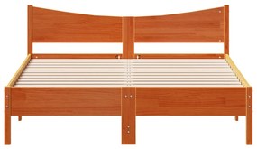 Cama sem colchão 160x200 cm madeira pinho maciço castanho-mel