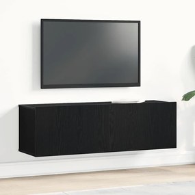 Armário de TV Preto em Madeira de Engenharia 100x30x30 cm