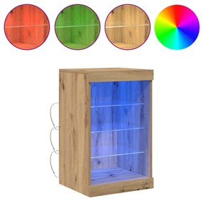 Sideboard vidaXL com Luzes LED Carvalho Artesanal 41x37x67 cm