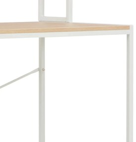Secretária de computador 120x60x138 cm branco e carvalho