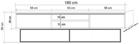 Móvel TV Rodez – Nogueira e Preto – 180x50x40 cm