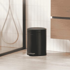 Caixote lixo Casa de banho 26 x 20,5 x 28 cm com 6 litros de capacidade e tampa com fecho suave para a casa de banho Preto