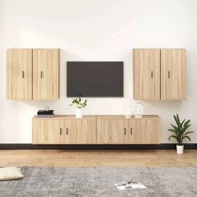 vidaXL Conjunto móveis de TV 6 pcs madeira processada carvalho sonoma