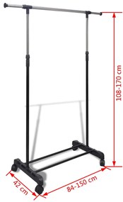 Cabide para roupas ajustável com 1 varão 2 pcs