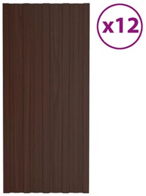 Painéis de telhado 12 pcs 100x45 cm aço galvanizado castanho