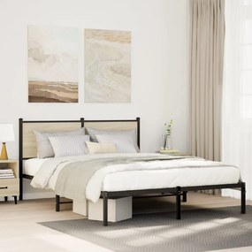 Estrutura de cama sem colchão 140x190 cm metal carvalho sonoma