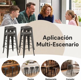 Conjunto de 4 Bancos de Bar (MESA NÃO INCLUIDA), 41 x 41 x 76 cm, Empilháveis, Cinzento