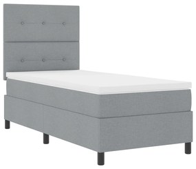 Cama Box Spring com Colchão Cinza Claro 100x200 cm Tecido