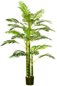 Planta Artificial Palmeira Areca Grande 190 cm com Vaso e 30 Folhas Decoração para Interior e Exterior Sala de Estar Escritório Ø19,5x190 cm Verde