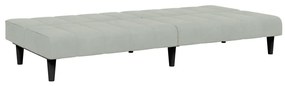 Sofá-cama 2 lugares c/ apoio de pés veludo cinza-claro