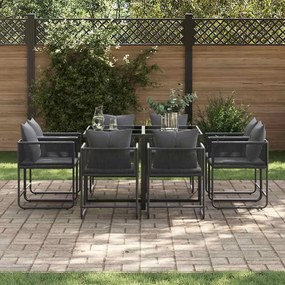 Conjunto de Jantar de Jardim com 10 Peças e Almofadas em Aço e Rattan
