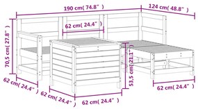 5 pcs conjunto de sofás de jardim madeira pinho maciça branco