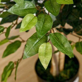 Outsunny Planta Artificial Ficus no Vaso Altura 150cm Planta Artificial Decorativa com 1008 Folhas Realistas Planta Artificial para interior e Exterior Sala de Estar Escritório Verde