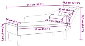 Chaise lounge com almofadões veludo cinzento-claro