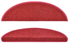 Tapetes de escada 15 pcs 56x17x3 cm vermelho bordô