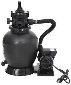 Filtro de areia p/ piscina com válvula de 6 vias preto