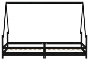 Estrutura de cama infantil 90x200 cm pinho maciço preto