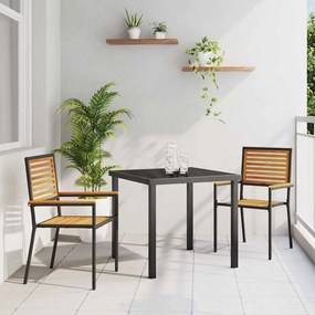 vidaXL Cadeiras empilháveis para jardim 2 pcs Marrom e Preto