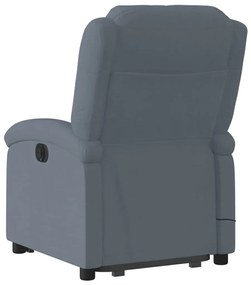 Poltrona massagens elevatória elétrica veludo cinzento-escuro