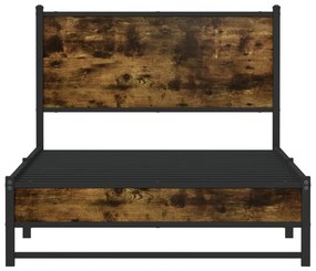 Estrutura de cama sem colchão 100x190 cm metal carvalho fumado