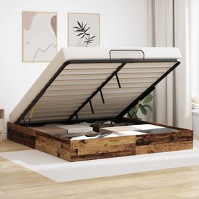 vidaXL Estrutura de Cama Ottoman Madeira antiga 193 x 120 x 25 cm