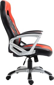 Cadeira de escritório gamer Foxton de couro sintético Preta e Vermelha