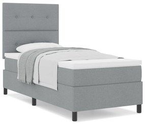 Cama Box com Colchão Cinza Claro 80x200 cm Tecido
