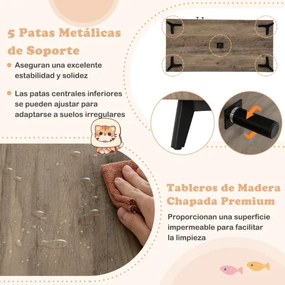 Móvel 5 em 1 para caixa de areia gatos 100 x 51 x 91 cm com 3 postes de sisal para arranhar, suporte com 5 pés metálicos Cinza + Branco