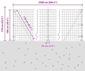Cerca Euro Conjunto de 2 Cinza Metal 25 x 1 m Cerca Euro