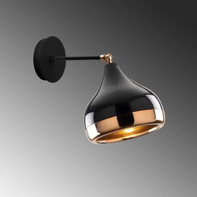 Candeeiro de Parede Yildo – Preto e Cobre – 17 x 28 cm