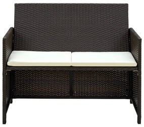 Conjunto de sofá para jardim 8 pcs vime PE castanho