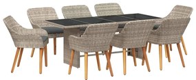 Conjunto de sala de jantar 9 pcs Cinzento-claro