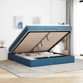 vidaXL Estrutura de cama otomana com colchão 160x200 cm azul escuro